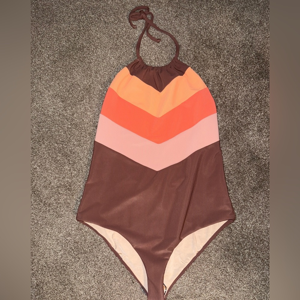 NWOT Beach Riot Melena Ribbed Colorblock One Piece Swimsuit Large L